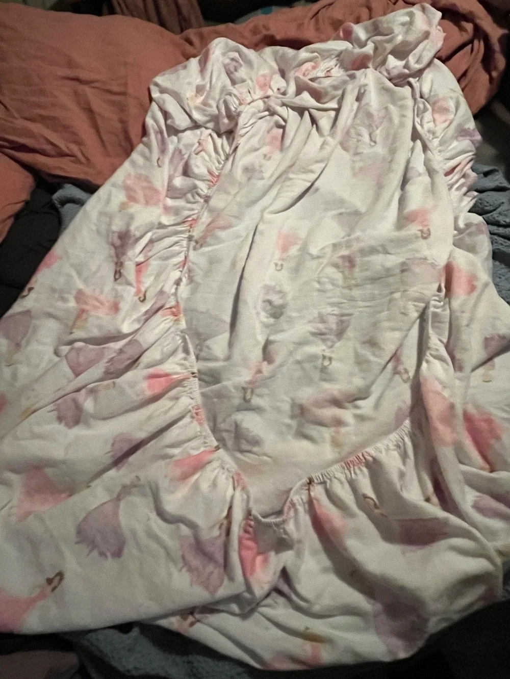Nicole Miller ~ Princess Fitted Sheet - Pink and White and Purple~twin
